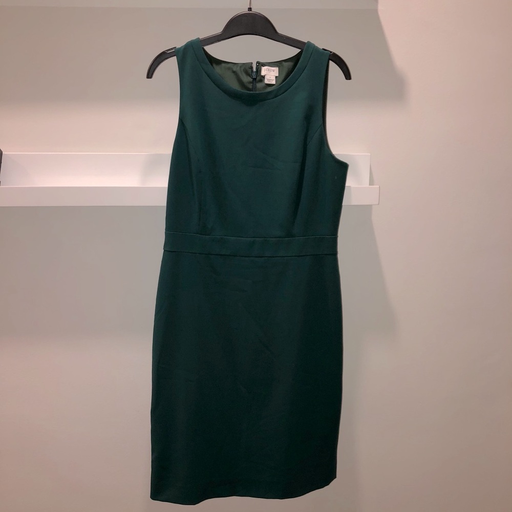 J.Crew Emerald Sheath Dress In Bi-Stretch Cotton.